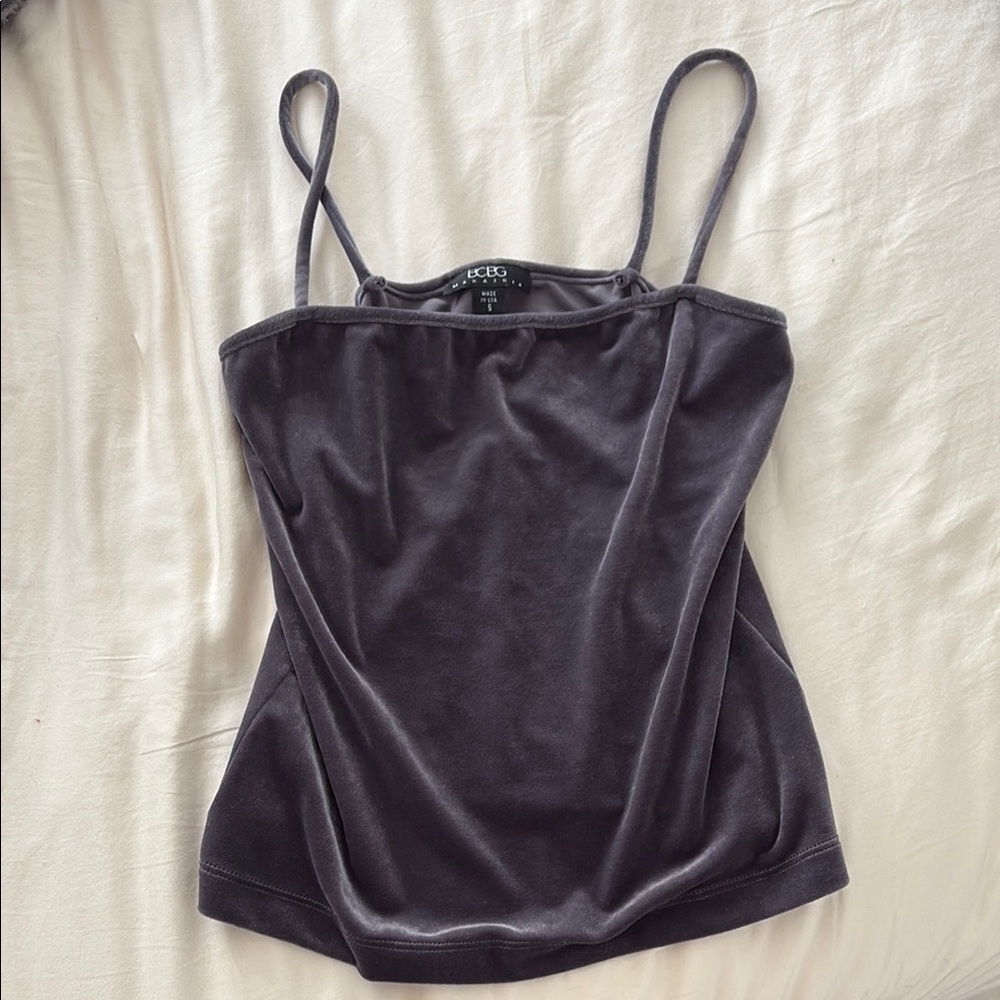BCBGMaxAzria Women's Dark Gray Velvet Camisole